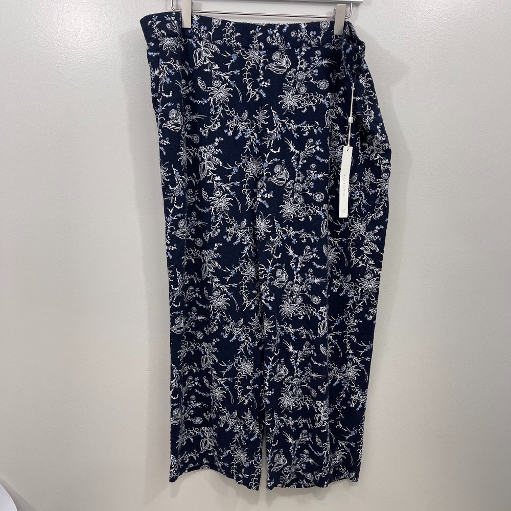 Caslon Blue Floral Pants L‎ NWT